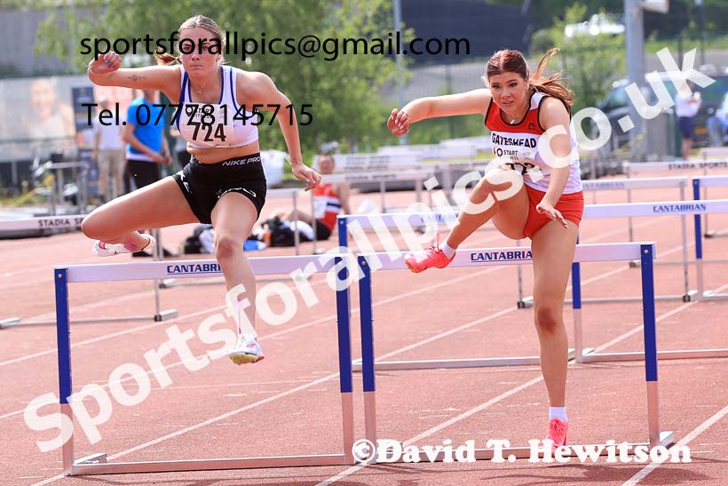 Womens Under-20s Hurdles, 2024 North Eastern Track and Field Champs., Middlesbrough.  Photo: David T. Hewitson/Sports for All Pics